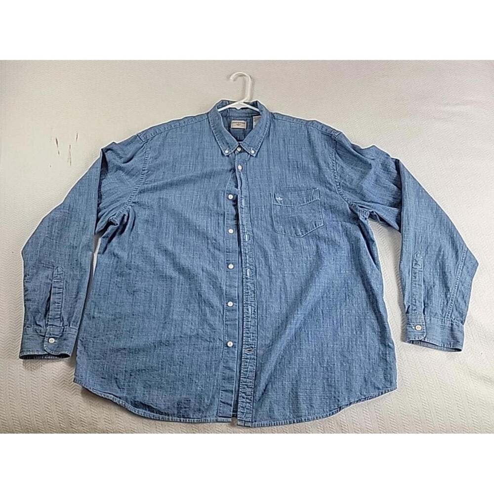 Vintage 1999 Dockers Khakiware Chambray Denim Shirt XXL Long Sleeve Cotton